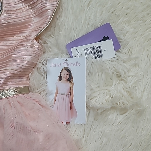Pink Pleated Midi Dress, Girls Size 4 - Picture 4 of 5